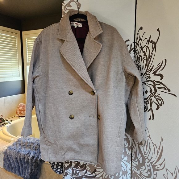 Free People   Tan Oversized Hannah Jacket - Picture 1 of 7